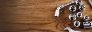 Wood Background with Socket Wrench