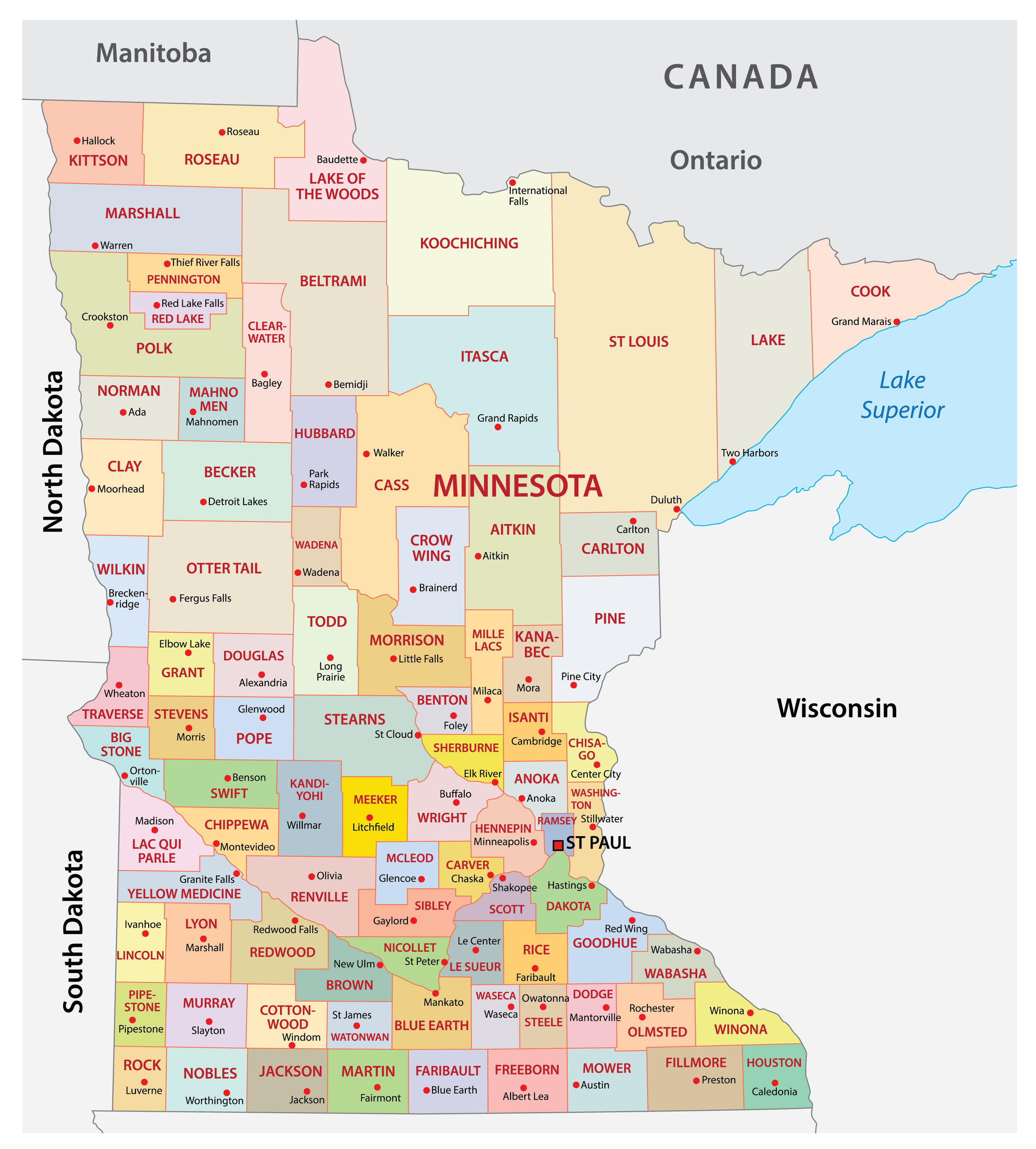 Minnesota by counties.